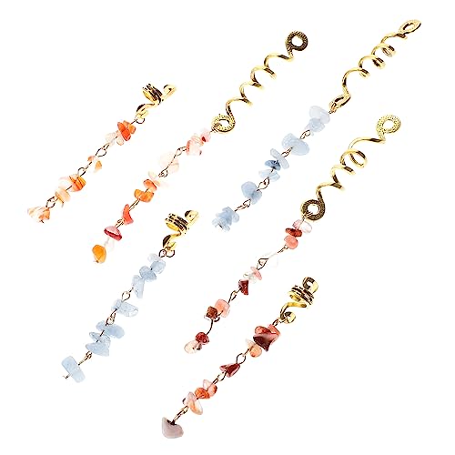 HONMEET 6stücke Stein-dreadlock-perlen Für Zöpfe Haarschmuck Aus Naturstein -accessoires Dreadlock-manschetten Haaranhänger Für Flechtschmuck Robust Und Korrosionsbeständig von HONMEET