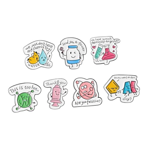 HONMEET 7 Stck Teiliges Niedliche Chemie Labor Broschen aus Metall Stabile Anstecknadeln für Kleidung Rucksack Kreatives Design Langlebig Modisches Accessoire Zufälliger Stil von HONMEET