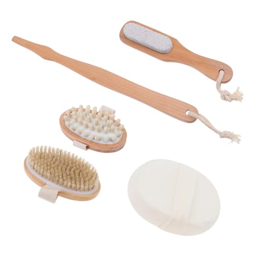 HONMEET Badebürsten Satz aus Natürlichem Bambus mit Langem Griff Doppelseitige Körper Duschbürste für Sanftes Peeling für Männer und Fußbürste von HONMEET