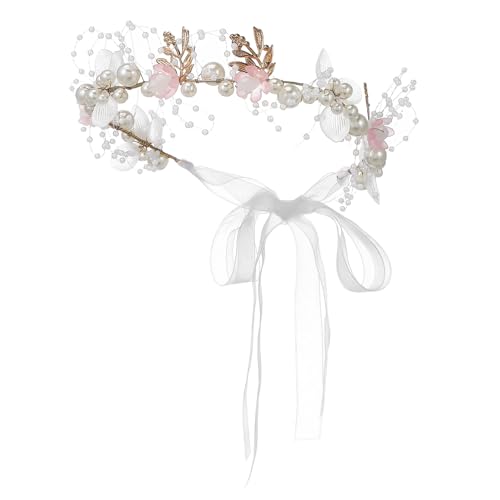 HONMEET Blumenmädchen Haarband Mit Perlen Elegantes Stirnband Für Hochzeiten Und Partys Robuste Und Bequeme Haarschmuck Für Mädchen Für Feiern Cosplays Und Besondere Anlässe von HONMEET