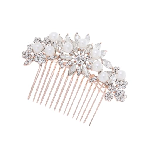 HONMEET Braut Haarkamm mit Perlen und Wassersteinen Handgefertigter Roségoldener Hochzeitsschmuck Stilvoller Kopfschmuck Accessoire für Damen Modisches Haarschmuck für Hochzeitsgäste und von HONMEET