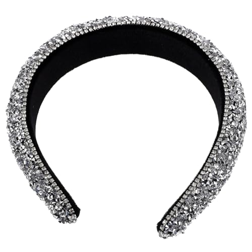 HONMEET Breites Haarband mit Funkelnden Strasssteinen Gepolstert für Angenehmen Sitz Modisches Barock Stirnband Eleganter Schmuck für Partys Hochzeiten und Alltag Schonend für Kopfhaut von HONMEET