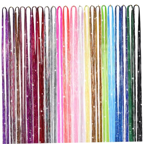 HONMEET Bunte Hair Tinsel Extensions Farben Glitzernde Haarsträhnen zum Flechten Leichtes Lametta für Damen Mädchen Festival Party Styling Zubehör von HONMEET