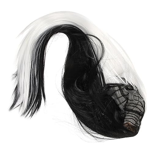 HONMEET Straight Hair Wig Für Frauen Halb Schwarz Halb Weiß Für Cosplay Und Festivals Leicht Und Hautfreundlich Attraktive Damenperücke Für Halloween Und Bühnenauftritte von HONMEET