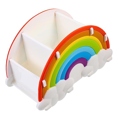 HONMEET Aufbewahrungsbox 3 Fächer Für Pinsel Stifthalter Schreibtisch Organizer Aus Silikon Regenbogen Muster Kosmetik Aufbewahrung von HONMEET