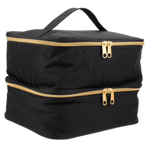 HONMEET Doppellagige Nagellack Tasche aus Nylon mit Feuchtigkeitsschutz Robuster Nagellack Organizer Beutel für Flaschen Tragbare Kosmetiktasche und Kleine Accessoires Schwarz von HONMEET