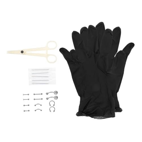 HONMEET Edelstahl Piercing Teilig mit Nasenring Septum Ohr Lippe Schmuck Körper Schmuck Zubehör für Damen Herren Leichtes Modisches Design für Festival und Party von HONMEET