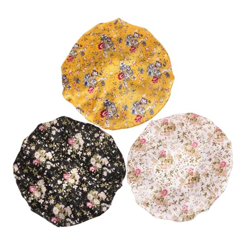 HONMEET Elegante Badehaube aus Satin weicher und bequemer Make-up-Hut Spitzenbesatz für Mädchen Duschhauben Nachtmütze für Mädchen Schlafmütze-Set zufällige Farbe von HONMEET