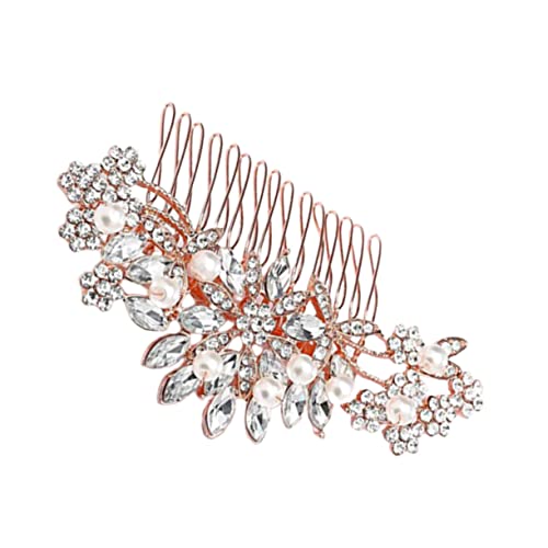 HONMEET 1stück Brautschmuck Haarspange Mit Perlen Und Strass Haarschmuck-accessoire Für Hochzeiten Roségold Für Besondere Anlässe Und Festliche Events von HONMEET