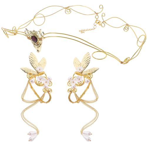 HONMEET Elfenohren Ohrclips mit Krönchen Design Piercing Ohrschmuck für Damen und Mädchen Leichte Hautfreundliche Ohrmanschetten mit Quasten Vielseitig für Geburtstag Hochzeit Halloween von HONMEET