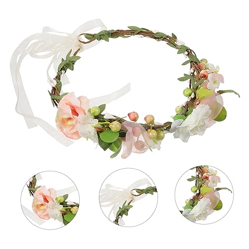 HONMEET Floraler Hochzeit Haarschmuck Stirnband Verstellbar Blumenkronen für Strandparty Brautjungfern Mädchen Braut Accessoire Natürliches Design Lebendige Farben von HONMEET