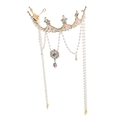 HONMEET Kopfschmuck Mit Quastenkrone Tiara-krone Für Mädchen Zarte Krone Mit Strass Für Tanzparty Und Cosplay von HONMEET