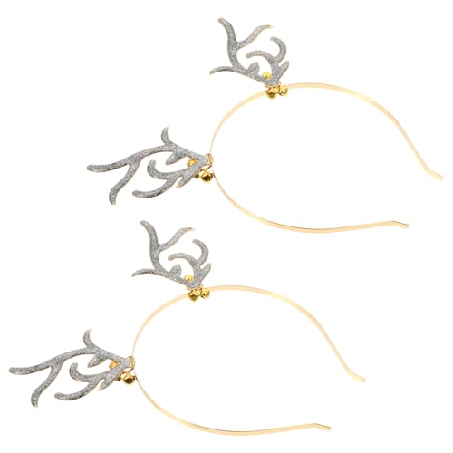 HONMEET Glitzerndes Weihnachts Rentier Stirnband Mit Geweih Und Glöckchen 2 Stück Haarschmuck Für Frauen Und Mädchen Für Weihnachtsfeiern Und Karneval Leicht Und Tragbar Funkelnde von HONMEET