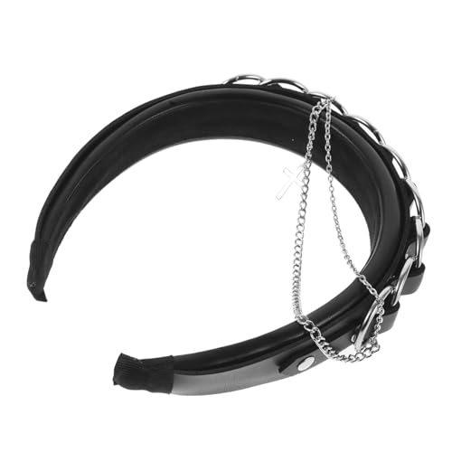 HONMEET Gothic Stirnband mit Lederbuckeln und Ketten Leichtes Punk Haarband für Damen Modisches Kopfaccessoire für Festivals Partys und Alltag Stilvolles Gothic Headwear von HONMEET
