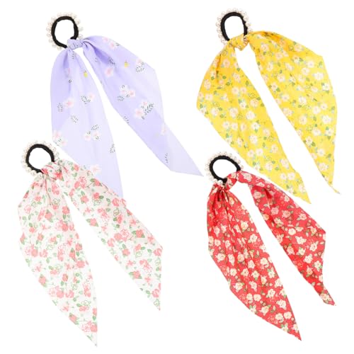 HONMEET 4stücke Haargummis Mit Schleifen Elastische Haargummis Für Damen Modische Haarbänder Verschiedenen Farben Für Pferdeschwanz Und Hochsteckfrisuren von HONMEET