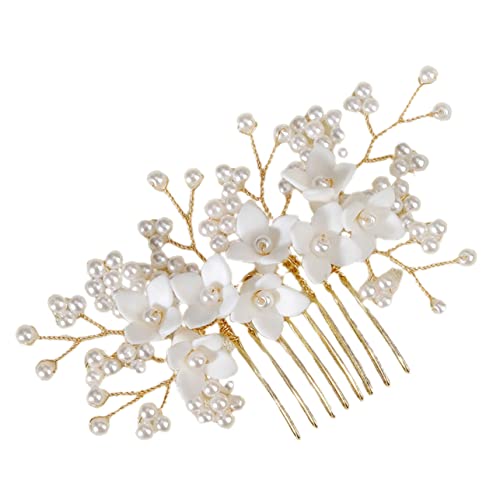HONMEET Haarkamm Mit Blumen Und Perlen Handgefertigter Brautschmuck Für Hochzeiten Eleganter Haarschmuck Für Braut Und Brautjungfern Dekorativer Haar-accessoire Für Festliche Anlässe von HONMEET