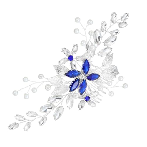 HONMEET Blauer Haarschmuck Mit Perlen Und Strass Eleganter Haarkamm Für Braut Blumen-design Für Party Und Besondere Anlässe Perfektes Fotodekor Für Damen von HONMEET