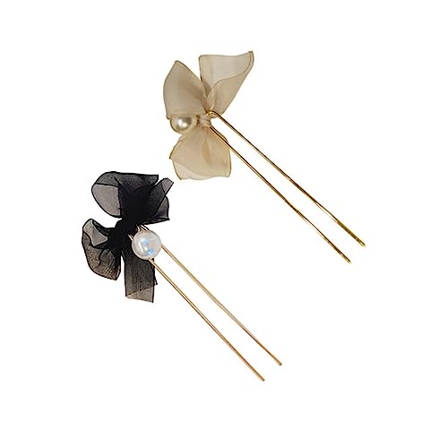 HONMEET 2stücke U-förmige Haarspangen Mit Spitzenschleife Dekorative Haarnadeln u Form Spitzenkopfschmuck Haaraccessoires Für Frauen Mädchen von HONMEET