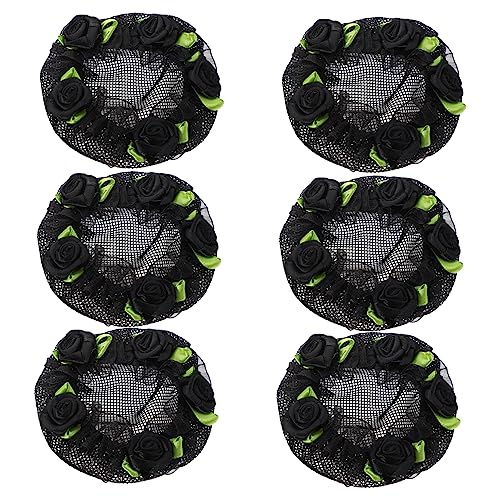HONMEET 6stücke Atmungsaktive Haarnetze Haargummis Mit Blumendekor Für Frauen Elastisch Und Reißfest Für Schnelles Haare Aufwickeln von HONMEET