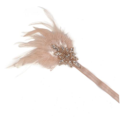 HONMEET Hochzeits-headband Mit Federn Jahre Flapper Haaraccessoire Elegantes Stirnband Für Festliche Anlässe Braut Und Ballpartys Champagnerfarben von HONMEET