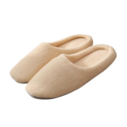 HONMEET Hotel Hausschuhe Anti-rutsch Fleece Slipper Komfortable Gästehausschuhe für Spa Salon Zuhause Weiche Dicke Pantoffeln in Khaki Paarweise Reise Paarpantoffeln Stil Zufällig von HONMEET