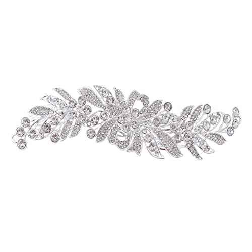 HONMEET Kamm Duschhocker Strass Gel-Nagel-Kit Haarspangen für die Braut Tiara Haarschmuck für die Braut Brautkopfschmuck für die Hochzeit Voller Diamant Kopfbedeckung Zubehör Kristallglas von HONMEET