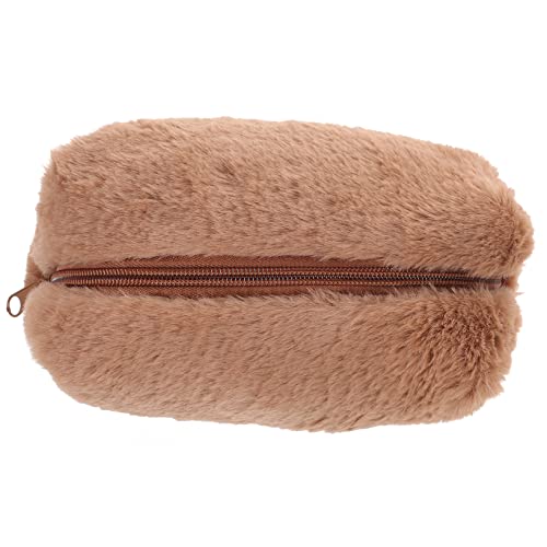HONMEET Reise Kosmetiktasche Plüsch Multi-use Toiletry Bag Für Damen Und Tragbare Make-up Aufbewahrung Kaffee-Farbe Für Unterwegs von HONMEET