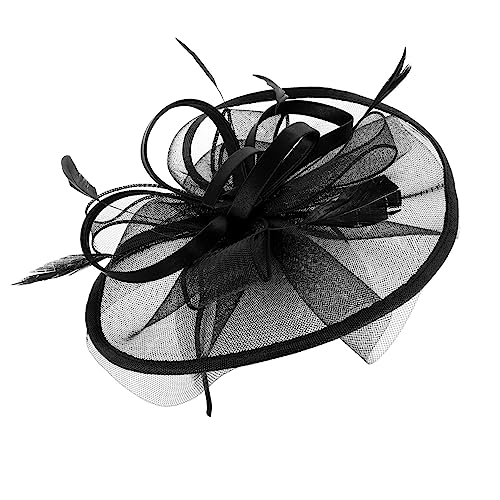 HONMEET Luxuriöser Elastischer Netzhut Fascinator-hut Feder-haarband Für Brautpartys Und Hochzeiten von HONMEET