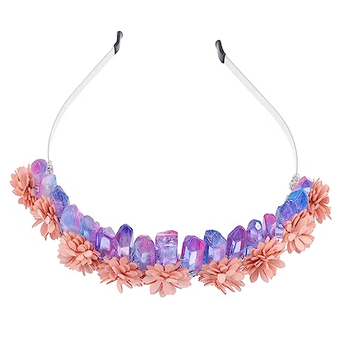 HONMEET Kristallkrone Damen Blumenkristallkrone Naturquarzkrone Kristallkronen-stirnband Für Hochzeitsbraut von HONMEET