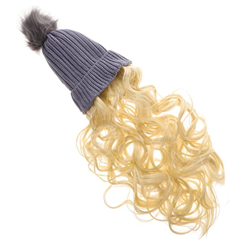 HONMEET Lange Perückenmütze Realistische Haarperücke Wintermütze Modisches Haar-accessoire Für Damen Weich Und Echt Aussehend Superweiche Strickmütze Dehnbar Und Bequem Für Kälte von HONMEET