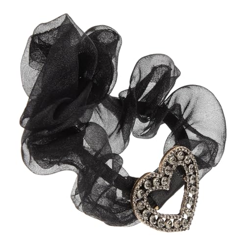 HONMEET Love Bow Haarkreis Haarschmuck Haarband Ring Haarbänder Scrunchies Damen Scrunchies Kopfband Mädchen Mädchen Strass Haargummis Schwarz Organza von HONMEET
