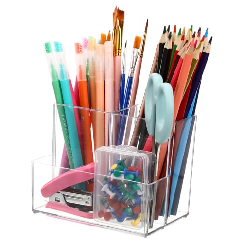 HONMEET Transparenter Make-up-pinselhalter Mit Unterteilungen Kosmetik-aufbewahrungsbox Für Schreibtisch Badezimmer-organizer Für Make-up-bedarf von HONMEET