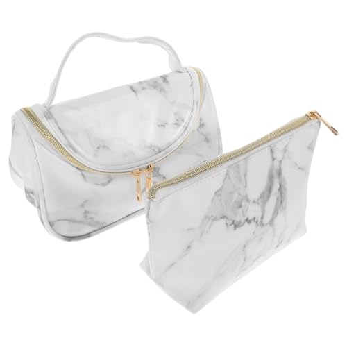 HONMEET 2stücke Reise-Kosmetiktasche Mit Marmormuster Große Kapazität Make-up-Aufbewahrungstasche Kosmetik-werkzeugtasche Damen-toilettentasche Für Und Unterwegs von HONMEET