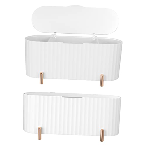 HONMEET 2stücke Kosmetik Organizer Box Für Make-up Wattestäbchen Und Puder Puff Praktische Aufbewahrungslösung Für Schreibtisch Und Bad Platzsparend Und Übersichtlich von HONMEET