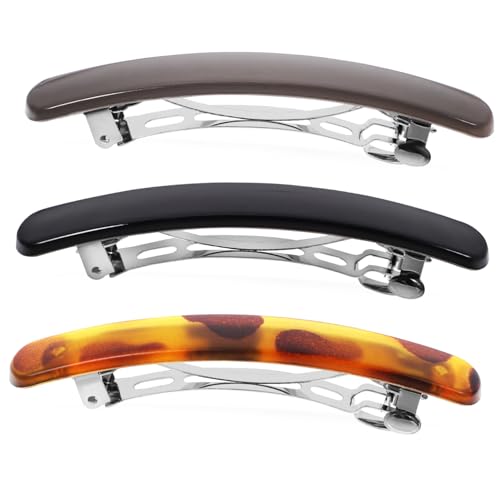 HONMEET Metal Haarspangen Set Modische Friseurzubehör Mit Federclips Leopard Hochglanz Kaffee Und Hochglanz Ideal Für Damen Und ädchen Flache Haarklammern von HONMEET