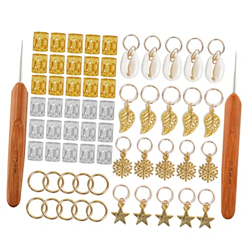 HONMEET 82stücke Dreadlock-ringe Haarschlauch-manschetten Metall-haarröhrchen Dekorative Haarschmuck Für Frauen Und Mädchen Kreative Haarmanschetten Dreadlock-ringe Holzgriff von HONMEET