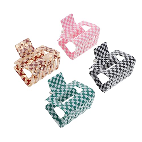 HONMEET Haarspange 4 Stück Schachbrettmuster Haarspange Haarbindeklammer Zähne Modisches Haar-accessoire für Frauen von HONMEET
