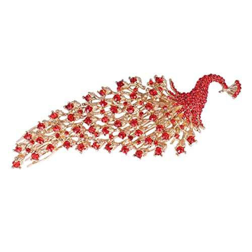 HONMEET Bridal Rhinestone Haarreif Funkelnde Peacock Haarschmuck Für Hochzeiten Braut Und Brautjungfern Mit Roten Steinen Elegantes Accessoire Für Besondere Anlässe von HONMEET