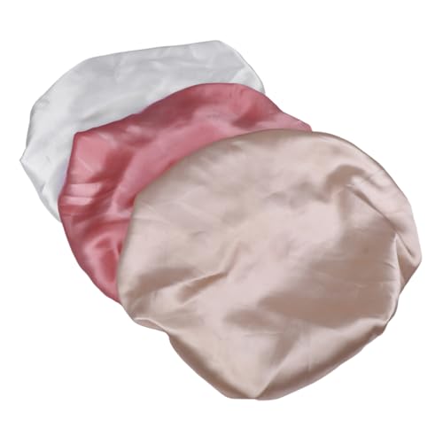 HONMEET 3stücke Satin-schlafmütze Schlafmütze Für Frauen Zum Schutz Der Haare Satin Für Natürliches Haar Breiter Rand Elastischer Schlafhaushut Für Zuhause Reisen Ausflüge von HONMEET