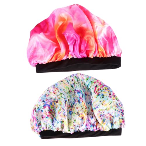 HONMEET 2 Stück Damen Schlafmütze Satin Elastisch Nachtschlafmütze Verschiedene Farben Für Chemotherapie Hautfreundliches Material von HONMEET