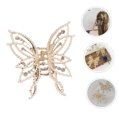HONMEET Schmetterling haarspange Damen mit Perlen und Strass Leichter Haarklammer Elegantes Haarzubehör für Alltag und Party Einfach zu Befestigen Modisches Styling tool von HONMEET