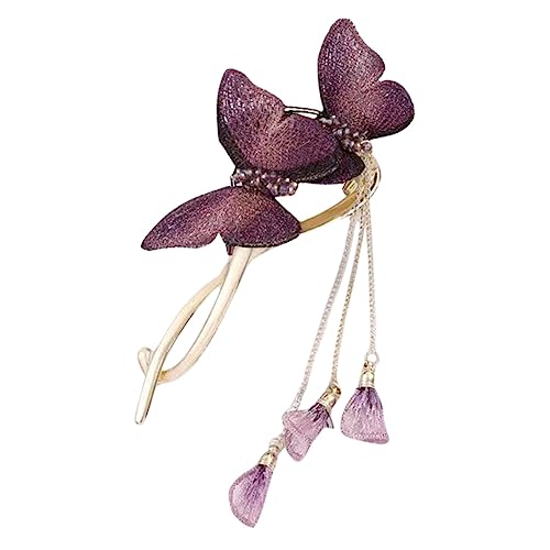 HONMEET Schmetterlings Haarspange Für Damen Metall Haarklammer Mit Quasten Ästhetischer Haarschmuck Für Retro Outfits Haarstyling Accessoire Für Frauen von HONMEET