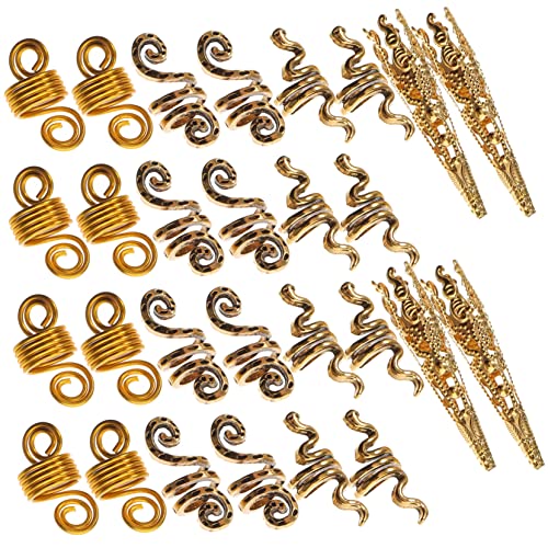 HONMEET 130stücke Dreadlocks Zubehör Für Haarschmuck Zöpfe Haar Cuffs Und Charms Goldene Haaraccessoires Für Dreadlocks Und Zöpfe Einfache Anwendung Vielfältige Designs von HONMEET