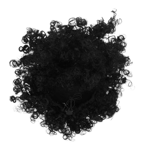 HONMEET Short Curly Afro Wig für Damen Synthetische Kurzhaarige Natürliche Locken mit Fransen Verstellbar Pflegeleicht für Cosplay Party und Alltag von HONMEET