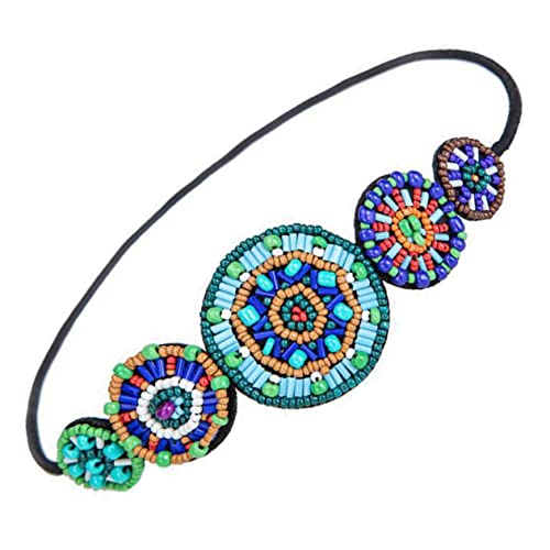 HONMEET Vintage Perlen Haarreif Für Damen Elastischer Stirnband Mit Kristallen Haarschmuck Für Hochzeiten Partys Und Besondere Anlässe Farbenfrohes Design von HONMEET