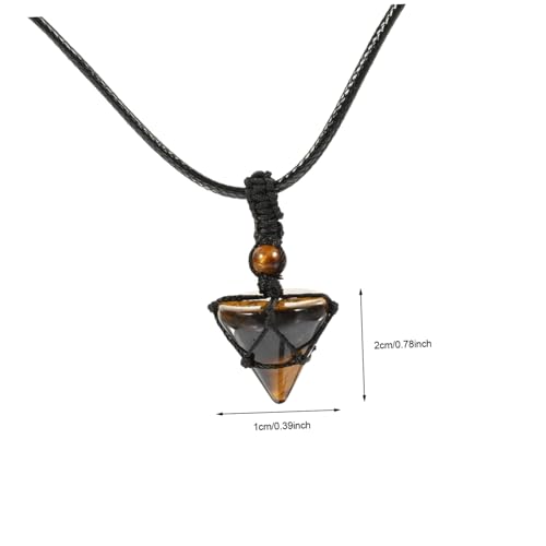 HONMEET Tigerauge Steinanhänger Halskette Damen Geflochtene Kordel Dekorativer Natürlicher Edelstein Schmuckanhänger Geschenkidee für Handgefertigte Schmuckprojekte von HONMEET