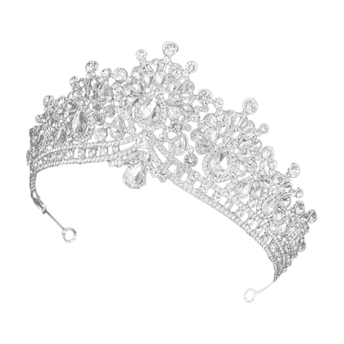HONMEET Wasserdichte Strass Tiara Haarschmuck Damen Braut Kopfschmuck Silber Glänzende Krone für Hochzeit Party Geburtstagsfeier von HONMEET