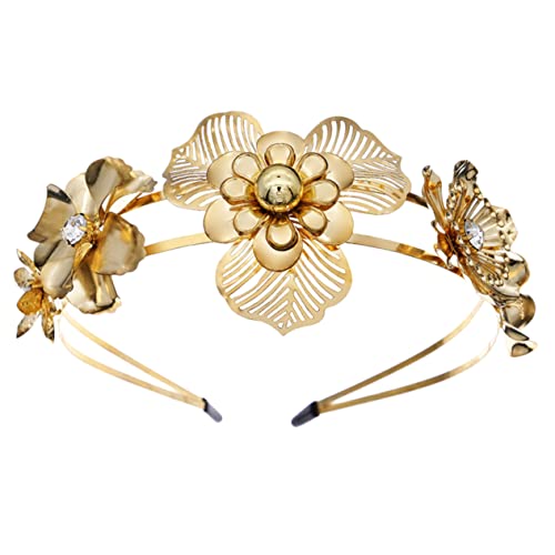 HONMEET Blumen-stirnbänder für Frauen Goldenes Kopfstück Metall-stirnband Goldfarben für Hochzeit Tanz von HONMEET