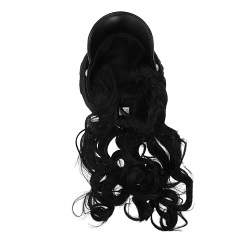 HONMEET Frauen Langhaar Perücke Mit Marinehut Einteiliges Hut-design Lockige Wellenperücke Für Halloween Cosplay Partys Natürliche Schwarze Farbe Pflegeleicht Und Stilvoll von HONMEET