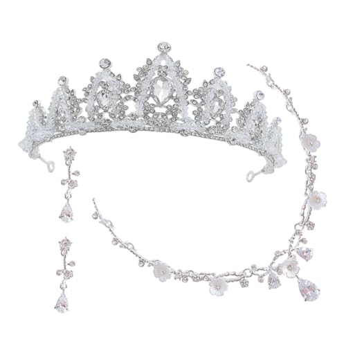 HONMEET mit Teiligem Strass Stirnband Halskette und Ohrringen Langlebiges Legierungs Material Funkelndes Geburtstagskrone Accessoire für Mädchen Geeignet für Bühne Party und Kostüm von HONMEET